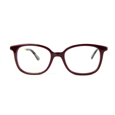 Unisex 0202O Rectangular Optical Frames // Burgundy + Gold